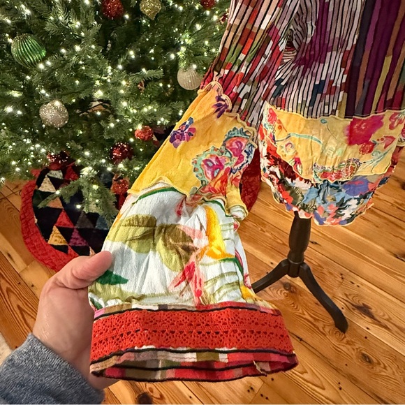 John Mark Tunic Top 1X  Artsy Boho Oversized Flowy Floral Patch - Picture 6 of 15